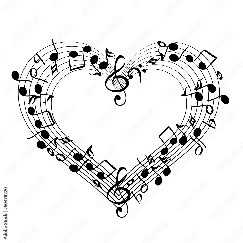 Fototapeta premium music from heart sketch cartoon vector illustration