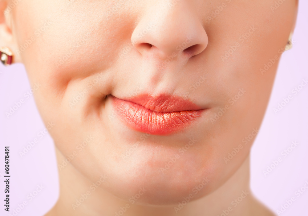 Obraz premium Beautiful woman red lips close up