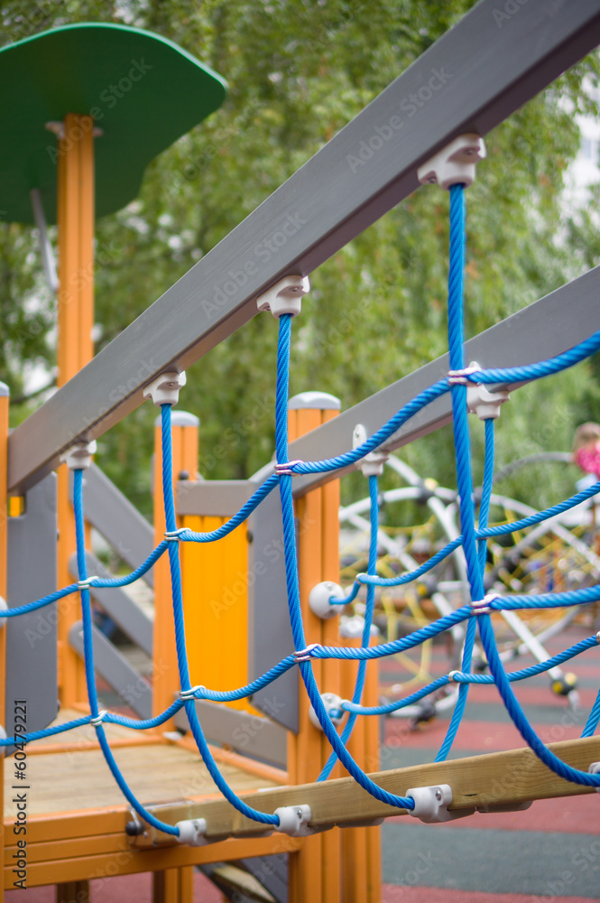 Walk bridge with side rope protection on handrails