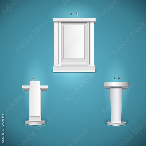 White tribunes with microphone vector illustration