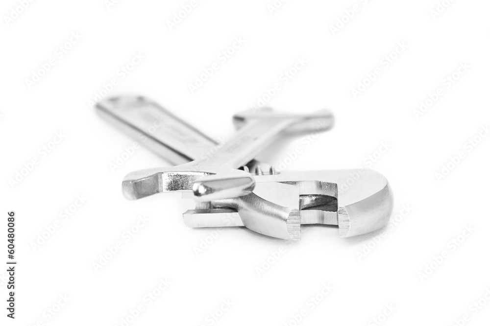 Wrenches on a white background closeup Wrenches on a white background closeup