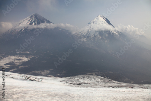 Kluchevskoy volcano and Kamen' mountain.