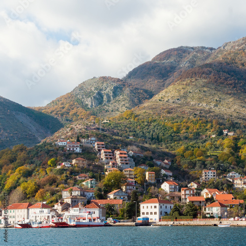 View of Kamenari town. Bay of Kotor. Montenegro