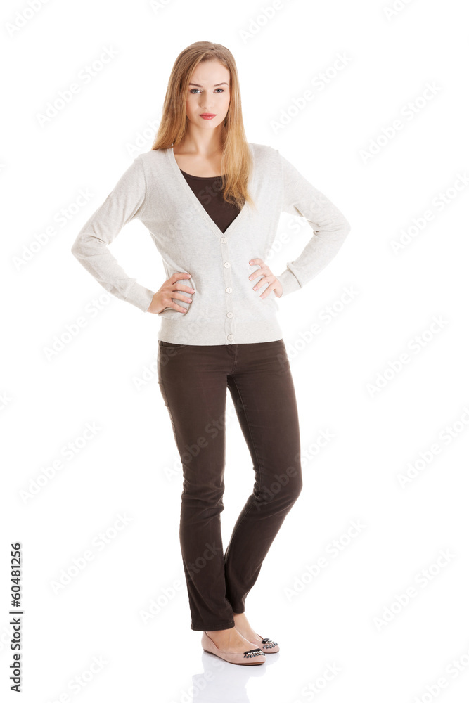 Beautiful woman with her hands on hips. Beautiful woman with her hands on hips.