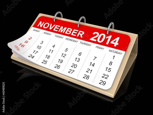 Calendar - November 2014 (clipping path included)