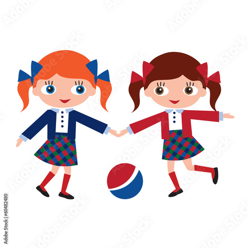 little girls in school at recess
