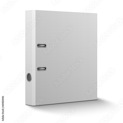 Office binder standing on white background. photo