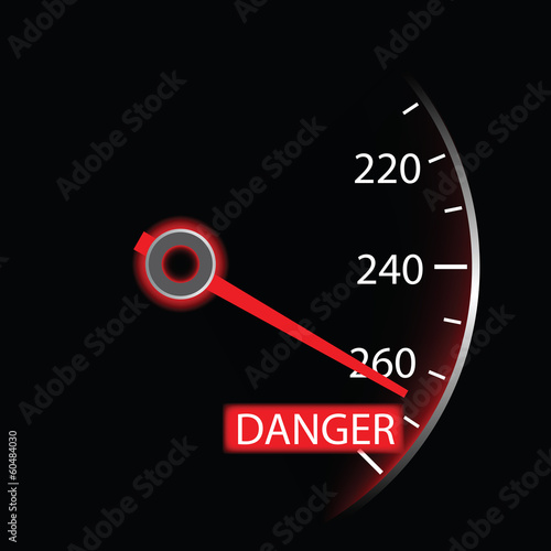 Speedometer on black background (vector)