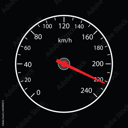 Speedometer on black background (vector)