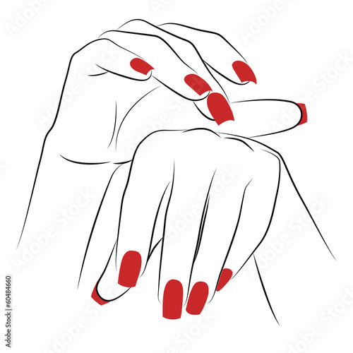 Woman's palms with red manicure