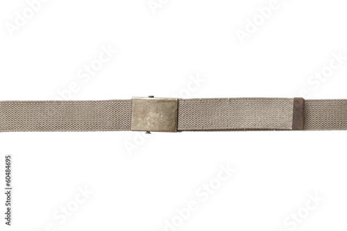 Light brown fabric canvas belt isolated on white background