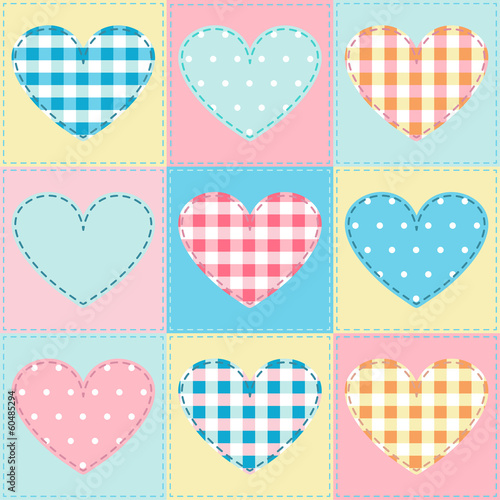 seamless background with hearts made ​​of cloth