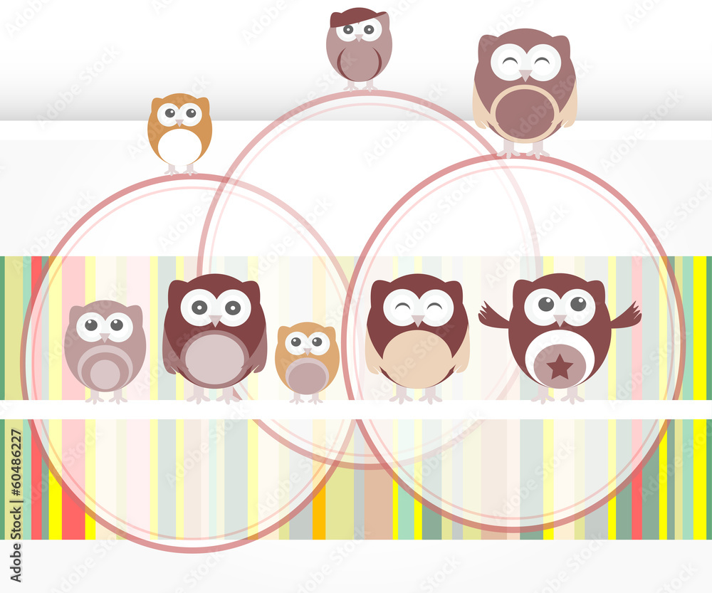 Fototapeta premium happy birthday party owls set