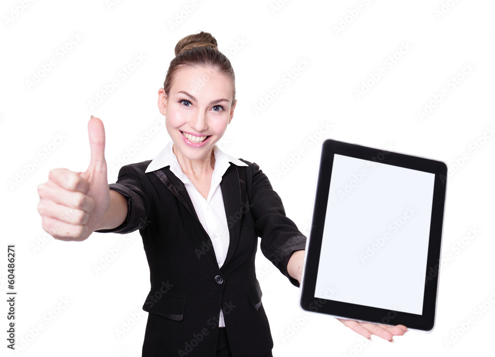 Business Woman or teacher showing tablet pc Business Woman or teacher showing tablet pc