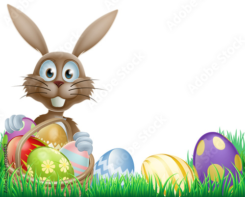 Easter bunny and eggs basket