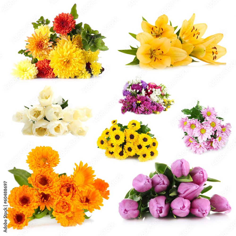 Flower bouquets isolated on white