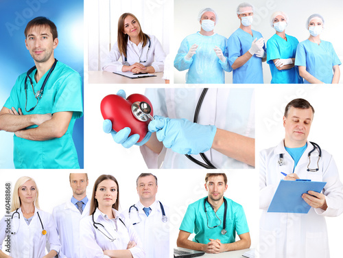 Collage of medical staff in...
