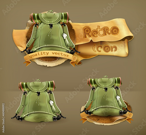 Travel backpack, vector icon
