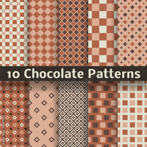 Chocolate vector seamless patterns (tiling).