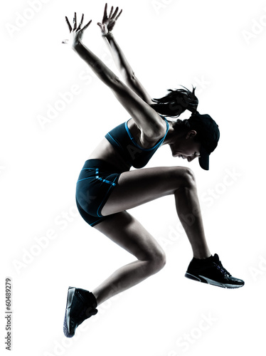 woman runner jogger jumping silhouette