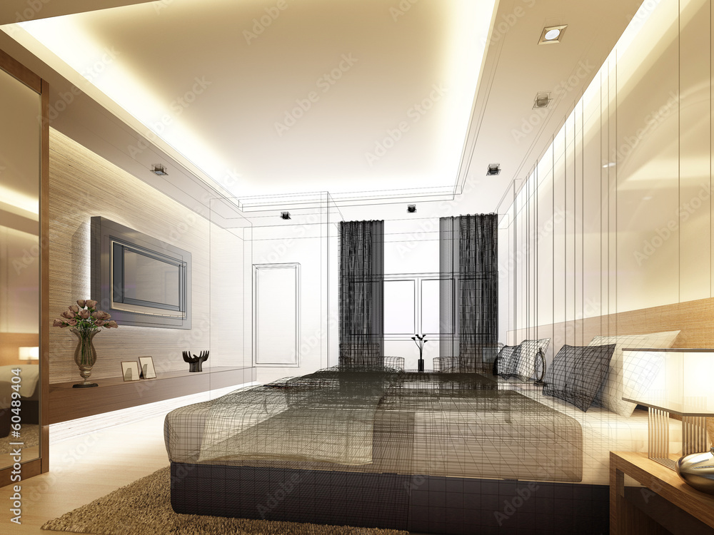 sketch design of interior bedroom