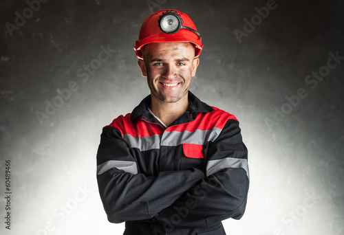 Obraz na płótnie Smiling coal miner