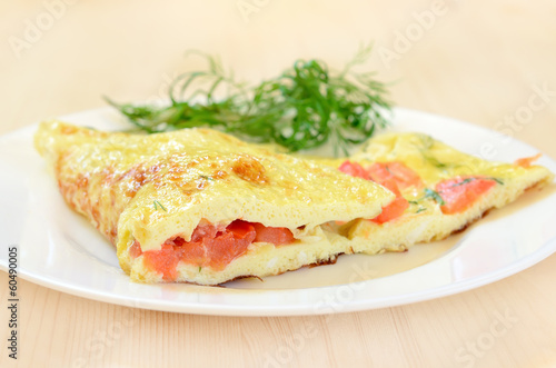 Omelet with tomatoes and herbs