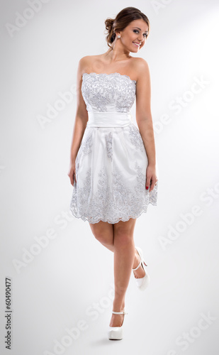 Lovely woman in white dress