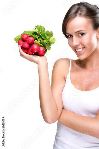 Long live healthily - Beautiful woman holding radishes © Zsolnai Gergely