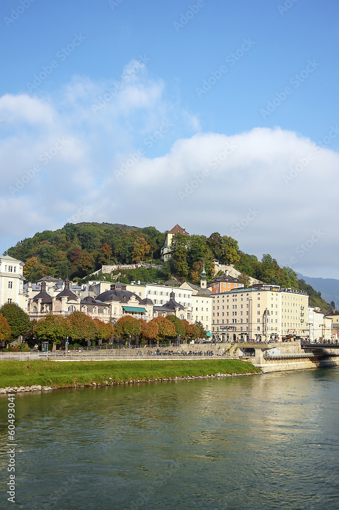 Fototapeta premium Salzach river in Salzburg, Austria