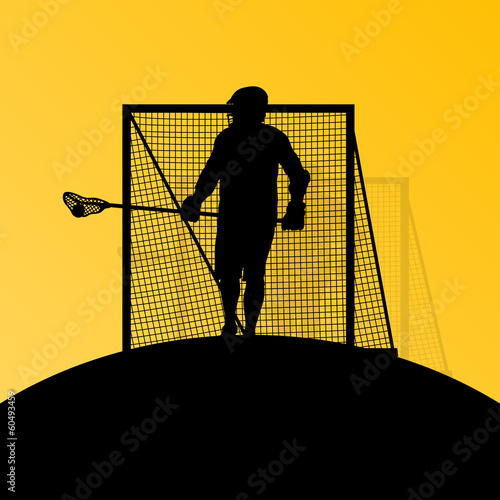 Lacrosse players active men sports silhouettes background illust