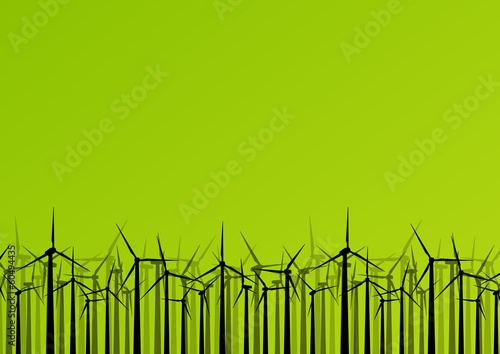 Colorful wind electricity generators and windmills detailed ecol