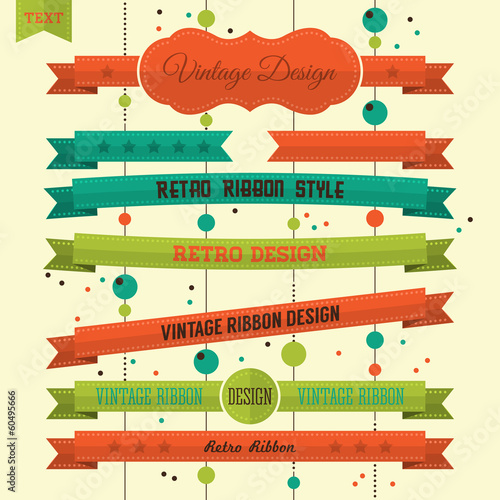 Set of retro banners and ribbons. Vector illustration