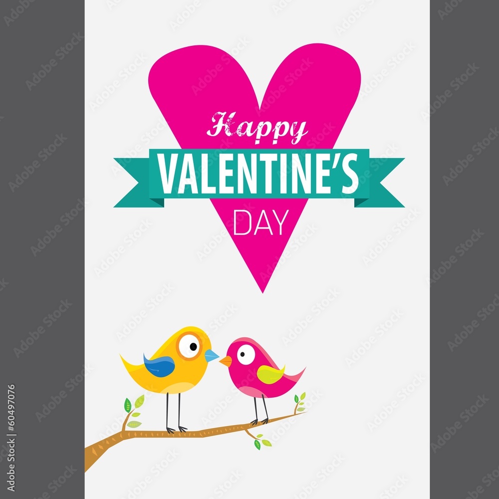 valentine day love beautiful card with cute love couple birds