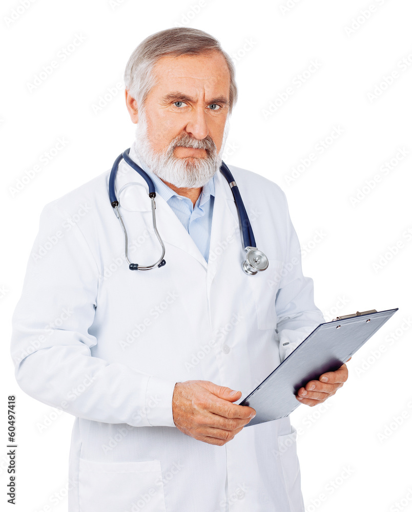 Senior doctor holding folder Senior doctor holding folder