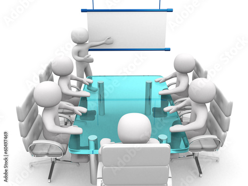 3d white business persons at a workshop