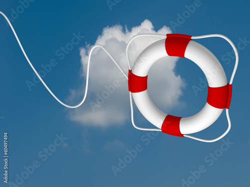 Flying life preserver for first help- this is a 3d render photo