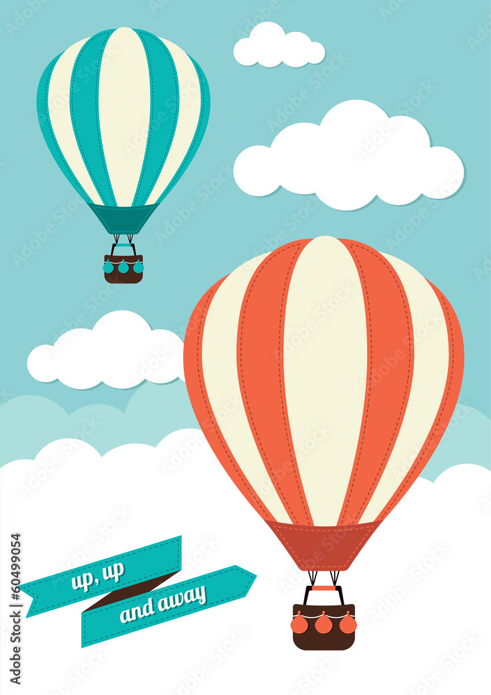 Fototapeta premium Hot Air Balloon Vintage Graphic