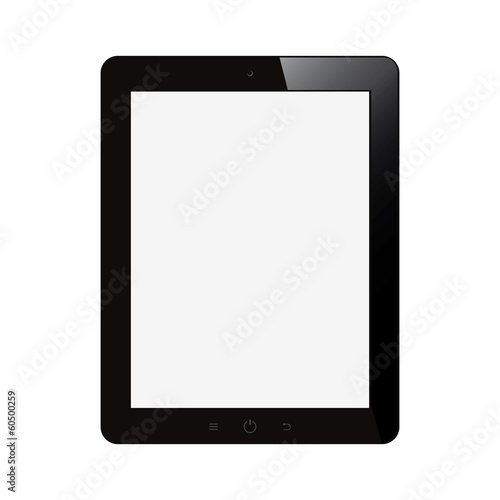 tablet computer with blank screen on isolated background