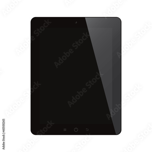 tablet computer with black screen on isolated background