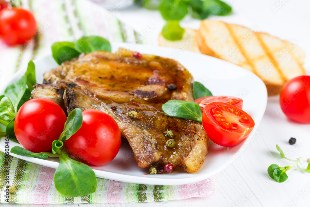 Grilled meat with corn salad
