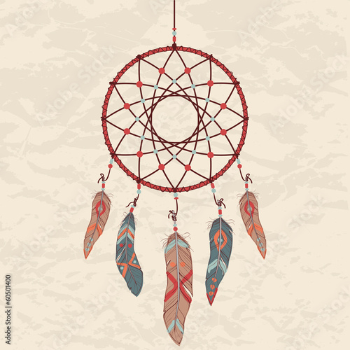 Vector colorful illustration of dream catcher