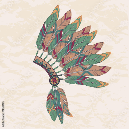 Vector illustration of native american indian chief headdress