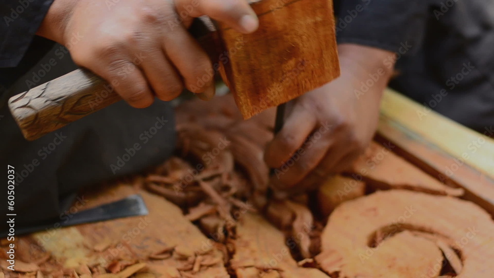 Close up Thai wood carver handmade Close up Thai wood carver handmade