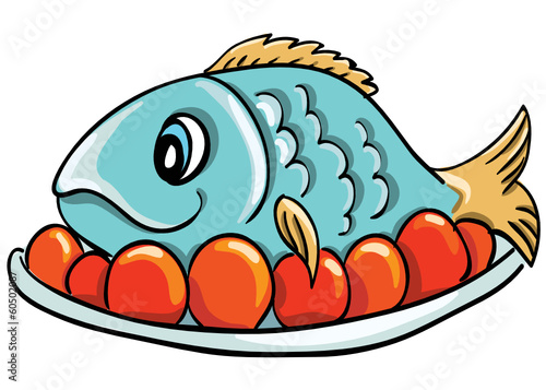Cartoon fish on a plate