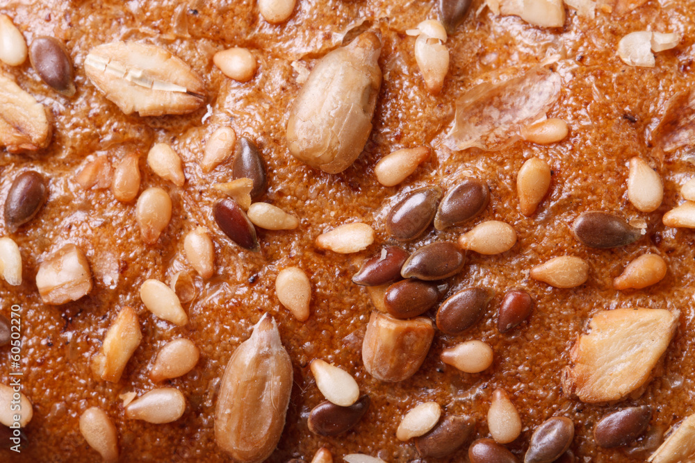 texture crunchy crust of bread with sunflower seeds and nuts texture crunchy crust of bread with sunflower seeds and nuts