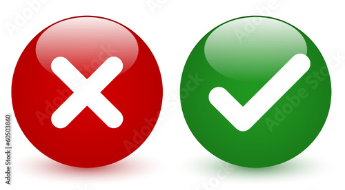 Cross, Check Mark – Glossy Icons