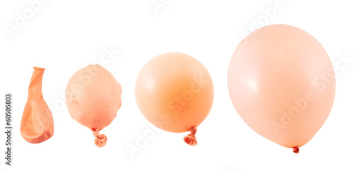 Four stages of balloon inflation isolated photo