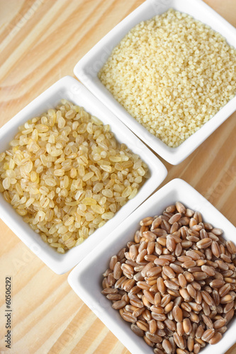 Wheat grains, bulgur and couscous