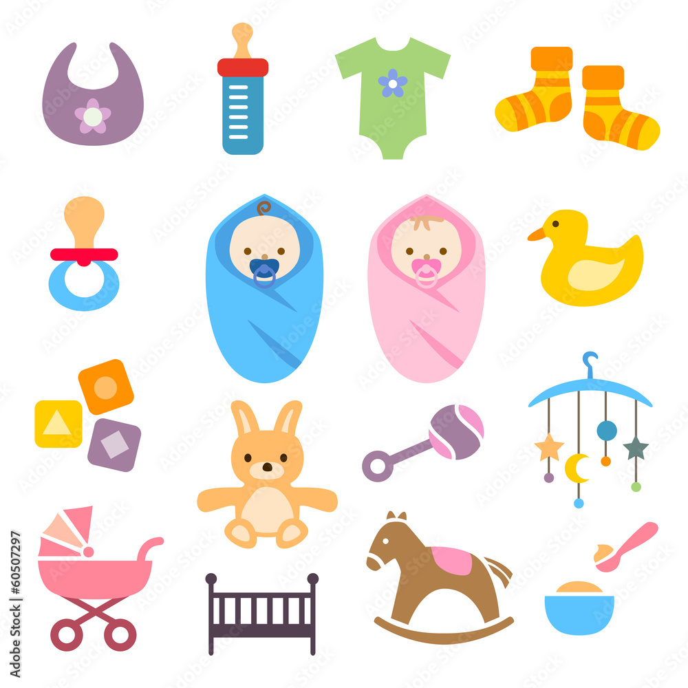 Baby Icons Set - obrazy, fototapety, plakaty 